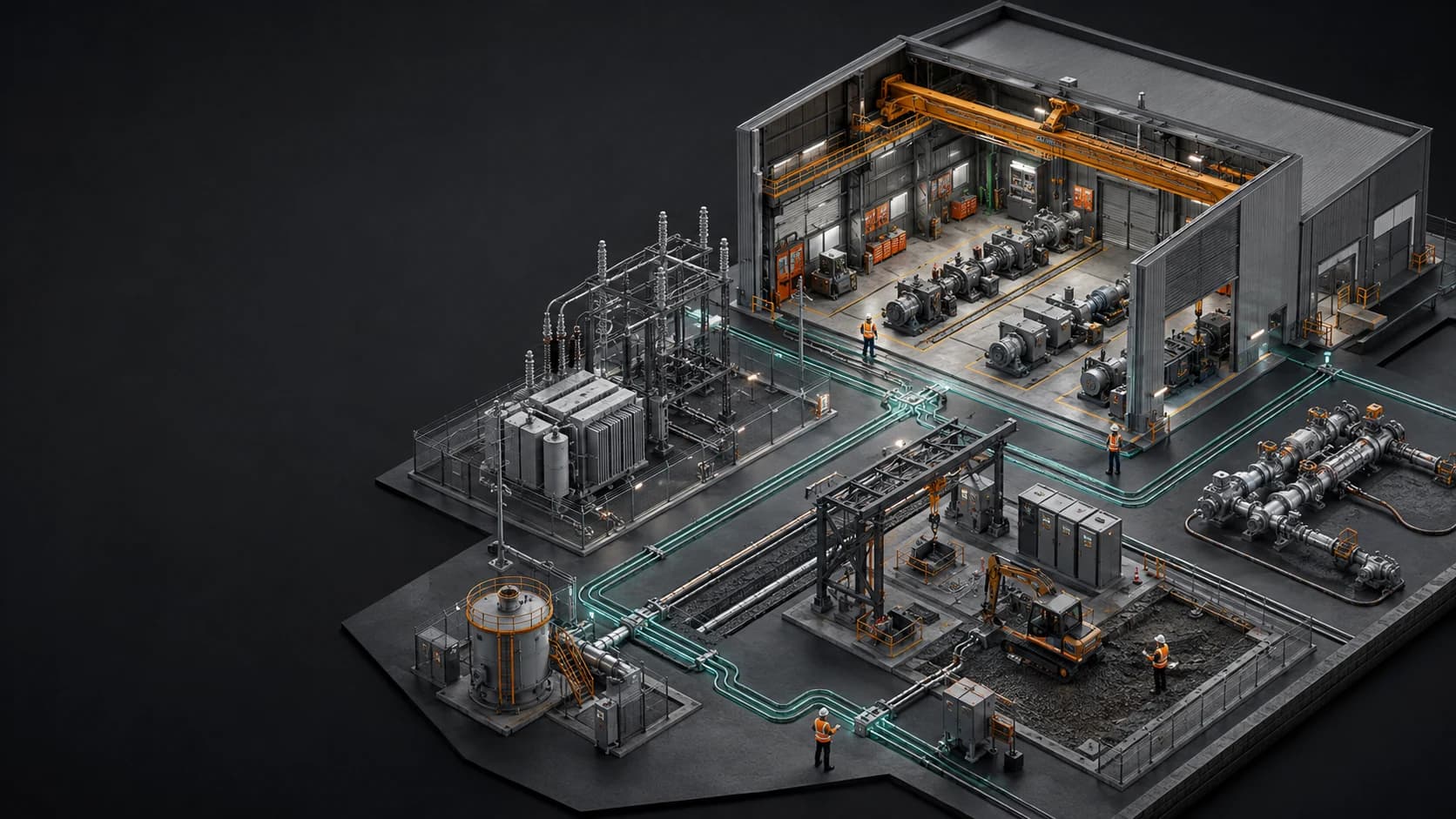 Connected industrial workshop, project workfront and asset infrastructure